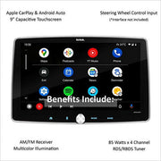 Sound Storm Laboratories Car Audio Stereo, 9-Inch Touchscreen, Single DIN, Apple CarPlay, Android Auto, Bluetooth, Backup Camera Input, SDML9ACPR