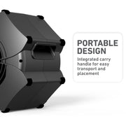 Holmes Hex MultiPosition Blower Fan Utility Floor Air Mover, High Velocity Airflow, Black, 3 Speeds, Dual AC Outlets, 14550