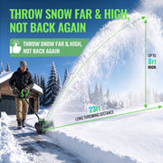 WORKPROX 20V Brushless Cordless Electric Snow Shovel, 12-Inch Clearing Width, 4.0Ah Battery, Lightweight Snow Thrower, WX125469AW