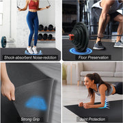 Easoger YB01S23B10026 12'x6' Black Gym Mat, Thick Large Exercise Yoga Mat for Men and Women Aerobics