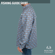 Realtree Mens Long Sleeve Button Down Fishing Guide Shirt, Gargoyle Gray Tuna, UPF 40+ UV Protection, Adjustable Roll-Up Sleeves, Dual Snap Chest Pockets, Large, TS10170-L-4G5