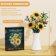 BuildingBoat Sunflower Bouquet Building Blocks Kit, 1161 Pieces, Multicolor