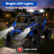 Wisairt 4WD 24V Ride On Toy Car, 2-Seater Electric Power UTV with Remote Control, LED Lights, Spring Suspension, 3 Speeds, Music, Blue