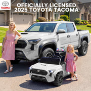 Wisairt 24V 4WD Licensed Toyota Tacoma Ride On Car for Kids, Battery Powered Electric Truck, 2 Seater with Remote Control, LED Lights, Music, White 2025