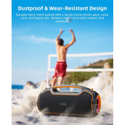 VUOPAX Portable Bluetooth Speaker, 200W Peak Power, IP65 Waterproof, 24H Battery, Bass Boost, TWS Wireless Stereo, USB/AUX/TF Input