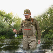 Bassdash Mens Fishing Wader Waterproof Breathable Chest Waders, Stocking Foot, Lightweight, Tan