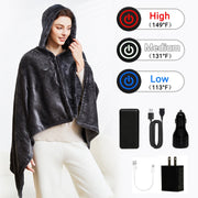 Hyindoor 0625 Cordless Electric Heated Blanket, 59 x 33 in, 20000mAh USB Battery, 3 Temperature Settings, Dark Gray