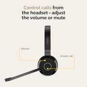 Jabra Evolve 65 TE Wireless Stereo Headset, Bluetooth 5.2, Dual Connectivity, 16 Hours Talk Time, Integrated Busylight, On-Ear, Black