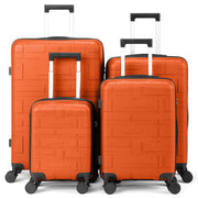 Zimtown 4 Piece Hardshell Luggage Set, Lightweight Spinner Wheels, Expandable Checked & Carry-On Suitcases, Orange, 16/20/24/28 Inch
