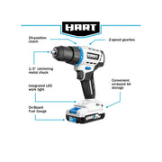 Hart HPDD02B 20-Volt Cordless 1/2-inch Drill/Driver Kit