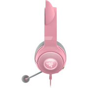 Razer RZ04-04730100-R3U1 Kraken Kitty V2 USB Wired RGB Headset: Chroma Kitty Ears - Stream Reactive Lighting - HyperClear Cardioid Mic - Triforce 40 mm Drivers - 7.1 Surround Sound - Quartz Pink