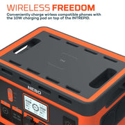NEBO Intrepid 1800 Portable Power Station, 2400W Pure Sine Wave Inverter, 1843Wh LiFePO4 Battery, 12 Charging Ports, Wireless Charging, Rugged Design, NPS-I1843T