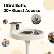Birdfy Smart Bird Bath Fountain with Dual-Lens Camera, Solar-Powered, AI Bird Identification, IP66 Waterproof, Elevated Pole Stand, WMTNI-1226