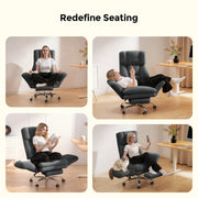 Patbrela Big and Tall Ergonomic Office Chair, Cloud Plush Swivel Desk Chair, 6-Level Adjustable Armrests, 135 Reclining Backrest, Gray, LBGYZ01-Gy
