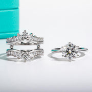 AnuClub Moissanite Wedding Rings Set for Women, 4.52cttw D Color VVS1, 3CT Center Stone, 925 Sterling Silver, Crown Design