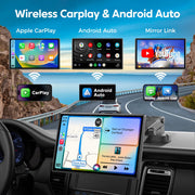 SJOYBRING 9 Inch Carplay Screen with 4K Dash Cam, 1080P Backup Camera, Wireless CarPlay, Android Auto, Bluetooth, GPS Navigation, Mirror Link, Voice Control