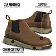 Carhartt Millbrook Water Resistant Romeo Wedge Work Boots, Brown Oil Tanned Leather, Soft Toe, 9 Wide, FM4000-M