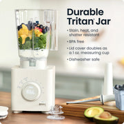 Chefman C27-TJ-2C-US1 Obliterator 48oz Countertop Blender w/ 20oz Travel Jar and Tamper/Scraper Tool - Concrete