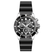Invicta Pro Diver Chronograph GMT Quartz Men's Watch, Black Dial, Silver-Tone Plastic Case, Black Silicone Band, 45mm, 46077