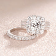 SHELOVES Jewelry Princess Halo Wedding Engagement Ring Set with AAAAA Cubic Zirconia, Size 7 - Non-Allergic