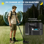 Ablegrid Metal Detector for Adults and Kids, Rechargeable Foldable Design, High Accuracy Waterproof Pinpoint, 4 Detection Modes, Advanced DSP Chip, 10-Inch Coil, Green, GC-1021