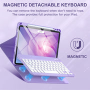 GEAK Compatible iPad Air 11 Inch Case with Detachable Magnetic Keyboard, Purple, Backlit Keys