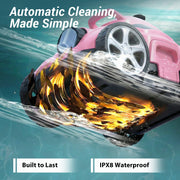 WRAKTOL Cordless Robotic Pool Cleaner, Strong 50W Suction, 110 Min Runtime, Up to 1077 Sq Ft Coverage, Self-Parking, Pink