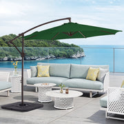 Fundaze 10ft Patio Umbrella Hanging Cantilever Offset, Adjustable Tilt, Green Polyester Canopy, Iron Frame