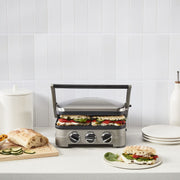 Cuisinart Griddler Electric Sandwich Maker, 5-in-1 Cooking with Reversible Nonstick Plates, Adjustable Dual Temperature Controls, Brushed Stainless Steel, GR-4NNAS