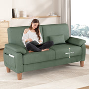 AAQZ 71-Inch Corduroy Loveseat Sofa, Mid-Century Modern, Green, Ergonomic Design, Reinforced Frame