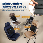 Everlasting Comfort Lumbar Support Pillow, High-Density Memory Foam, Ergonomic Contoured Design, Black, Adjustable Straps