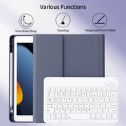 KVTVOU Tablet Keyboard Case for iPad 9th 8th 7th Generation 10.2 Inch, Detachable Wireless Bluetooth Keyboard, Pencil Holder, Stand Folio, Soft TPU Cover, Purple