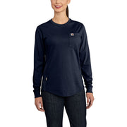Carhartt Flame-Resistant Force Cotton Crew-Neck Long-Sleeve T-Shirt for Ladies - Dark Blue - L