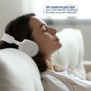 SoundPlay 9063 Foldable Wireless Headphones, Bluetooth Over-Ear Headset with Built-in Mic, White