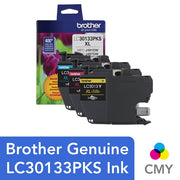 Brother LC30133PKS Genuine High-yield Ink Cartridges, 3-Pack, Cyan/Magenta/Yellow
