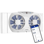 Lasko W09560 Electrically Reversible Twin Window Fan W/Bluetooth Technology, White