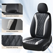 Coverado WM-57003 Car Seat Covers, Faux Leather with Carbon Fiber Accents, Diamond-Pattern Stitching, Universal Fit for 5 Seats, Black