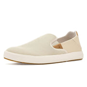 OluKai Laeahi Nui Men's Slip-On Sneakers, Breathable Mesh and Full-Grain Leather, Lightweight Casual Walking Shoes, Tapa Tan, Size 10, 10580-2034