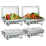 Vipsafe 8QT Rectangle Stainless Steel Chafing Dishes for Buffet, Full Pan 4 Pack