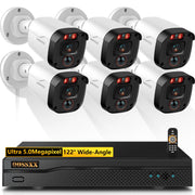 OOSSXX Surveillance DVR Kit, 5MP Wired Cameras, 130 Wide-Angle, Night Vision, IP67 Waterproof, 6 Cameras, 8-Channel DVR with 2TB Storage
