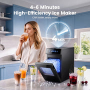 Patbrela Nugget Ice Maker, Portable Countertop Chewable Pebble Ice Machine, 40lbs/24H, Self-Cleaning Touch Screen, Black