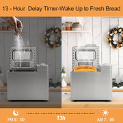Bluebow 25-in-1 2LB Bread Machine with Auto Fruit/Nut Dispenser, Stainless Steel
