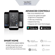 WAC Lighting Swirl 54in Smart Ceiling Fan with Integrated Dimmable LED Light, Soft Brass and Matte Black, Bluetooth Remote, Energy Efficient DC Motor, F-074L-SB/MB