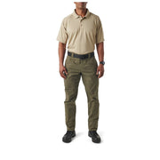 5.11 Tactical Men's Performance Polo Shirt, Moisture-Wicking, Gusseted Sleeves, Integrated Mic Clips, Reinforced Pen Pockets, Silver Tan, X-Large, 71049-160