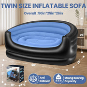 Unbranded Twin Size Inflatable Couch with Wireless Electric Pump, Waterproof PVC, Soft Flocked Surface, Portable Air Sofa, Blue, Sofa-PB