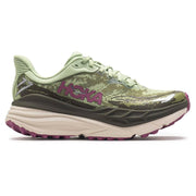 Hoka Stinson 7 Women's Trail Running Shoes, Seed Green Beet Root, Cushioned Comfort, Stabilizing H-Frame, Medium Width, Size 10, 1141531-SNBT