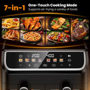 Patbrela 10QT Air Fryer Oven Dual Basket with SYNC Smart Synchronization, Independent Dual Controls, 7 Presets, 1700W, LED Color Display, AF309