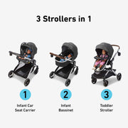 Graco Modes Nest Travel System Stroller, 3-in-1 Infant Car Seat Carrier, Pramette, Toddler Stroller, Reversible Seat, Aluminum Frame, Pink, 2173544