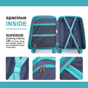 Landisun LA-PP04-Lake Blue Luggage Sets 3 Piece, Hard Shell Expandable Suitcase Set with Double Spinner Wheels Lake Blue