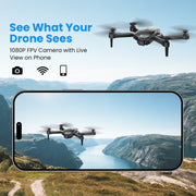 AUOSHI H857HPW Upgraded Mini Drone with 1080P WiFi Camera for Kids & Beginners , Black